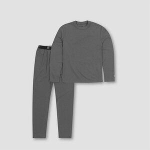 Boys Duo Dry Brushed Back Baselayer Crew & Pant Set Gray Size L Soft Warm